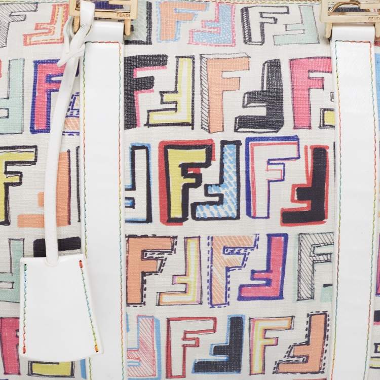 Pre Owned Fendi Multicolor Zucca Coated Canvas And Leather Spalmati Forever Boston Bag