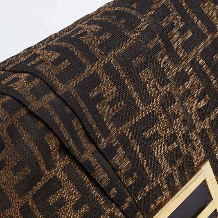 Pre Owned Fendi Brown Zucca Canvas And Leather Mia Shoulder Bag