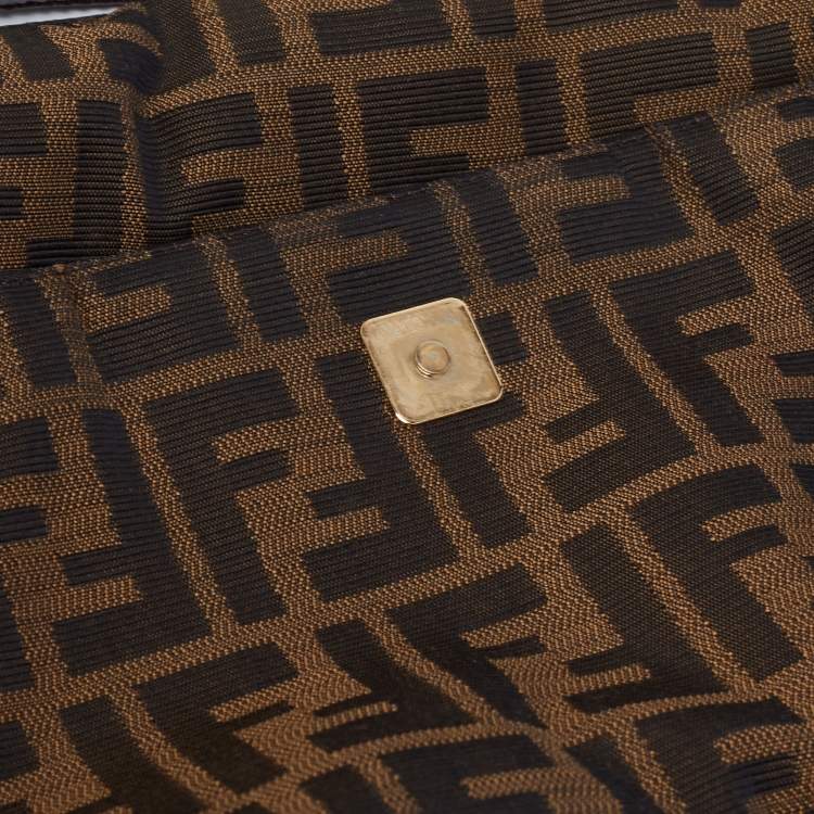 Pre Owned Fendi Brown Zucca Canvas And Leather Mia Shoulder Bag
