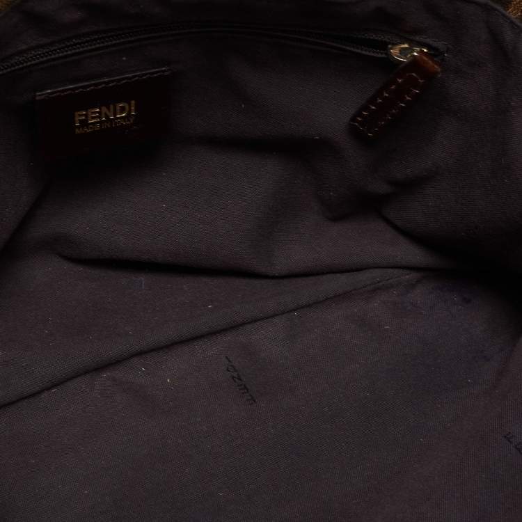 Pre Owned Fendi Brown Zucca Canvas And Leather Mia Shoulder Bag