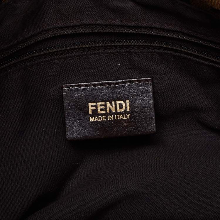Pre Owned Fendi Brown Zucca Canvas And Leather Mia Shoulder Bag