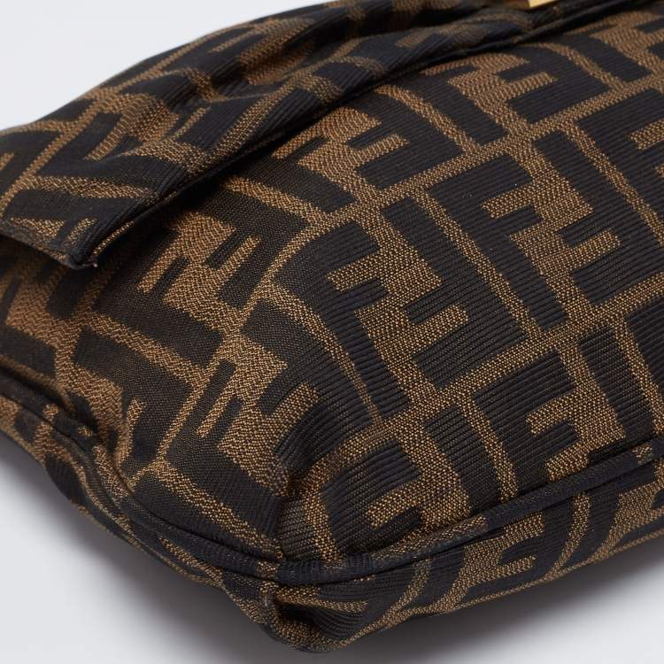 Pre Owned Fendi Brown Zucca Canvas And Leather Mia Shoulder Bag
