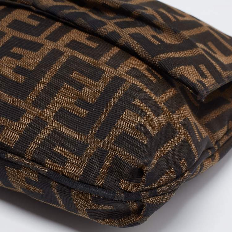 Pre Owned Fendi Brown Zucca Canvas And Leather Mia Shoulder Bag