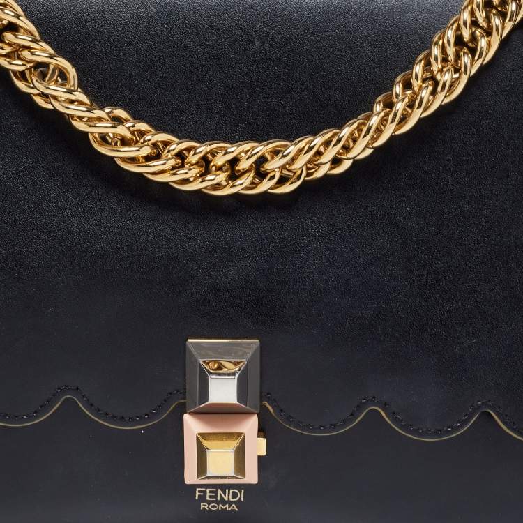 مملوكة مسبقًا Fendi Black Leather Kan I Shoulder Bag