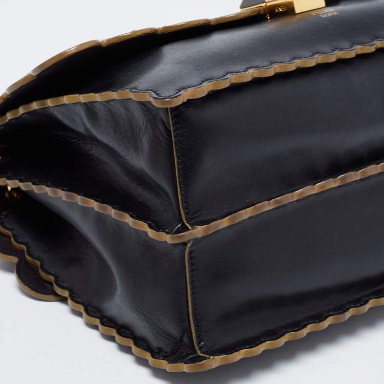 مملوكة مسبقًا Fendi Black Leather Kan I Shoulder Bag