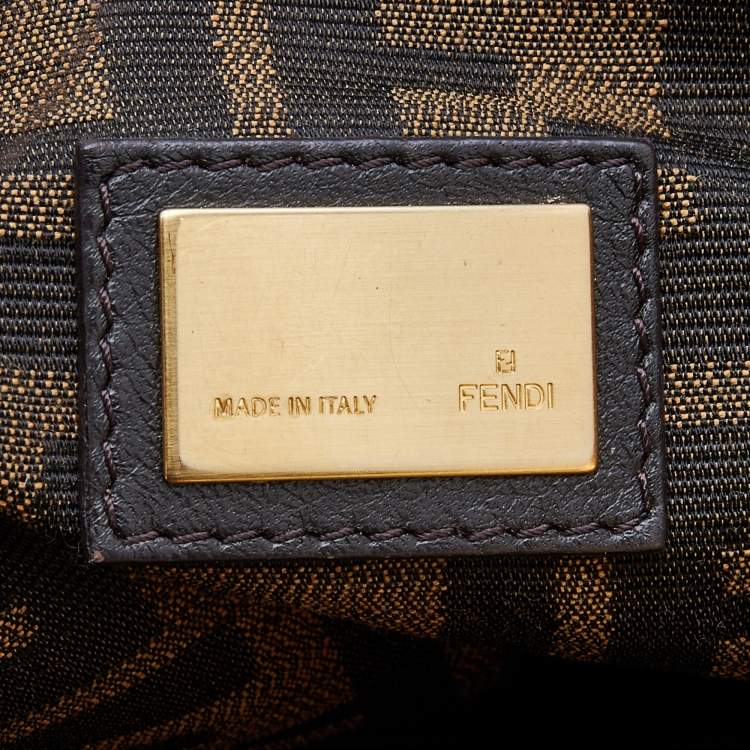 Pre Owned Fendi Brown Leather Medium Peekaboo Top Handle Bag