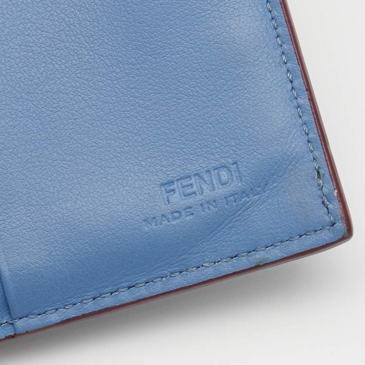 Pre Owned Fendi Grey/ Light Blue Leather By The Way Bifold Wallet
