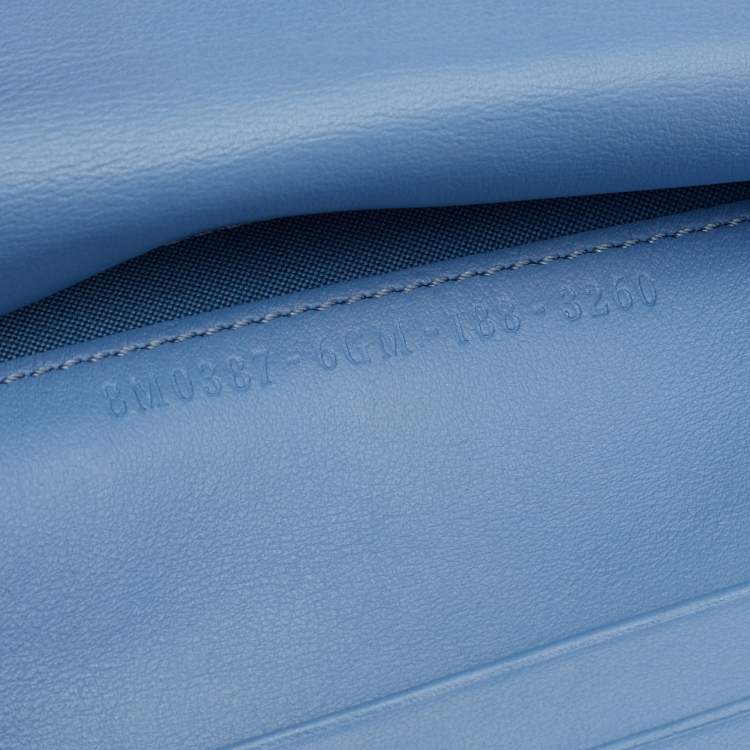 Pre Owned Fendi Grey/ Light Blue Leather By The Way Bifold Wallet