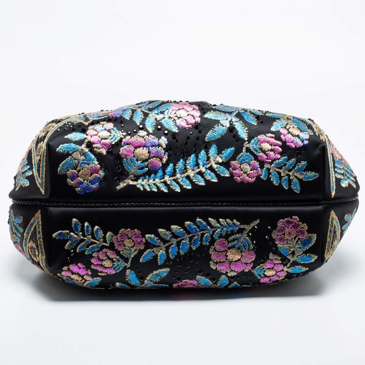 Pre Owned Fendi Multicolor Embroidered Satin Limited Edition Squirrel Spy Hobo