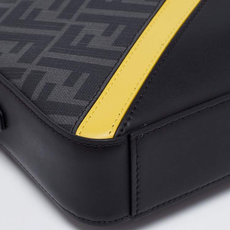 Pre Owned Fendi Black /Grey Zucca Coated Canvas and Leather Camera Bag