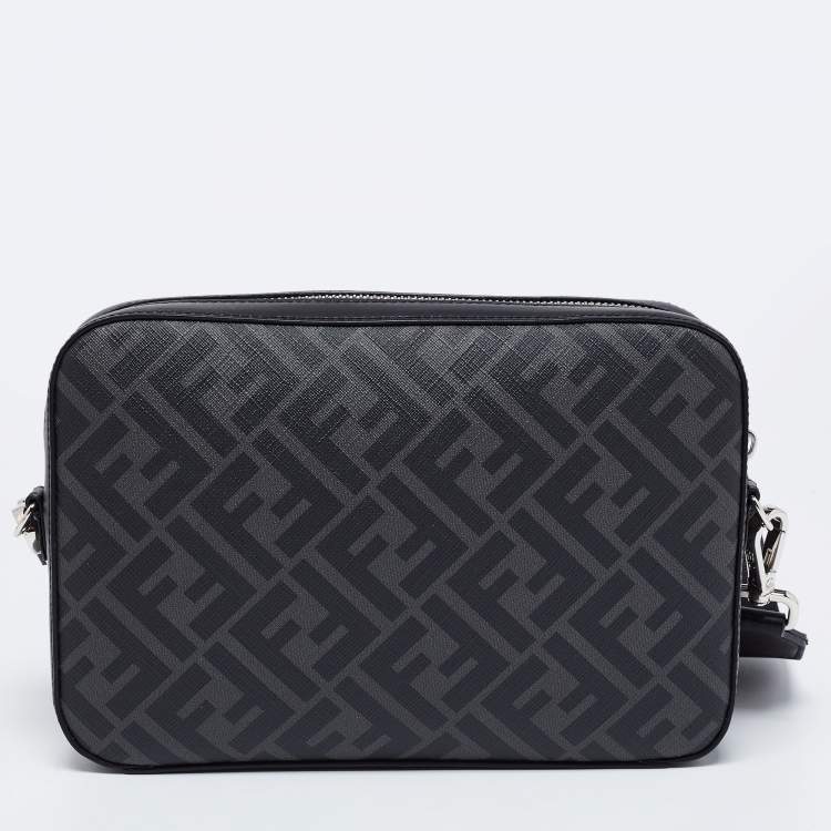 Pre Owned Fendi Black /Grey Zucca Coated Canvas and Leather Camera Bag