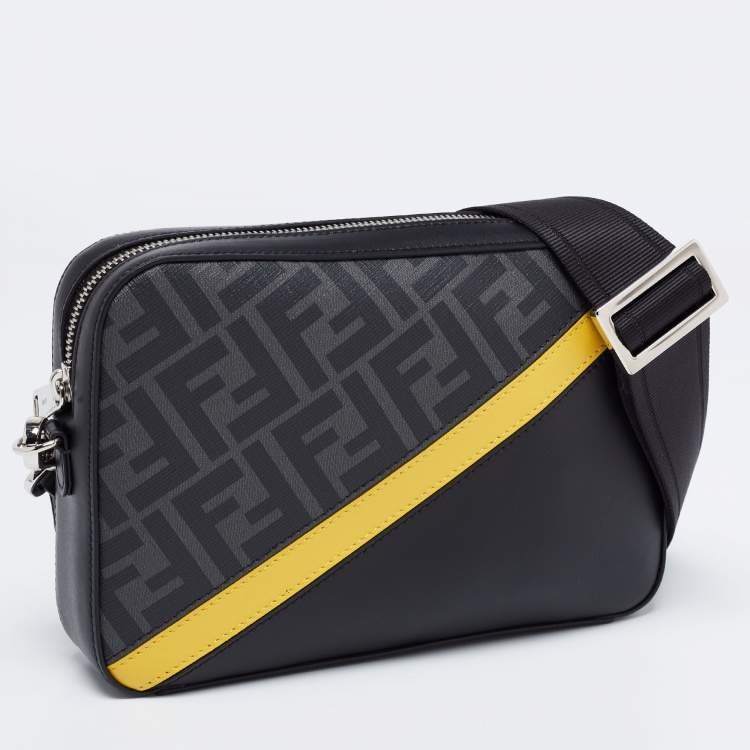 Pre Owned Fendi Black /Grey Zucca Coated Canvas and Leather Camera Bag