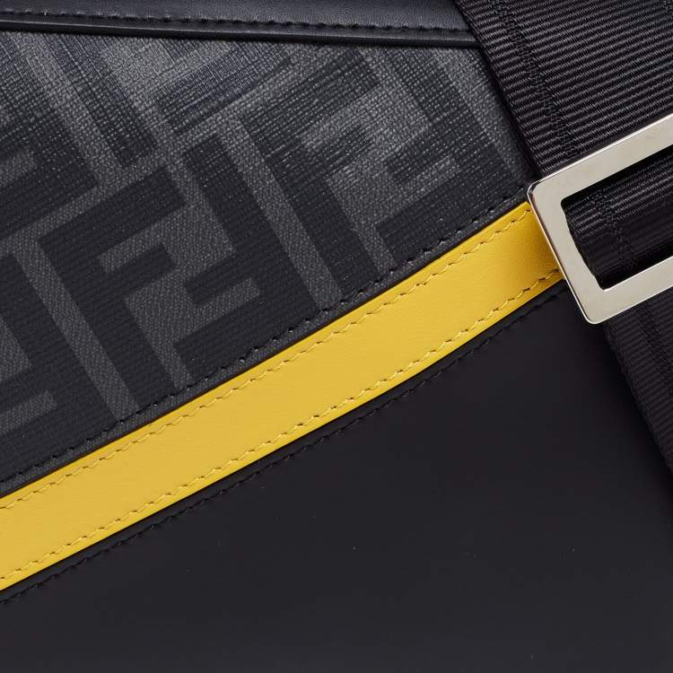 Pre Owned Fendi Black /Grey Zucca Coated Canvas and Leather Camera Bag