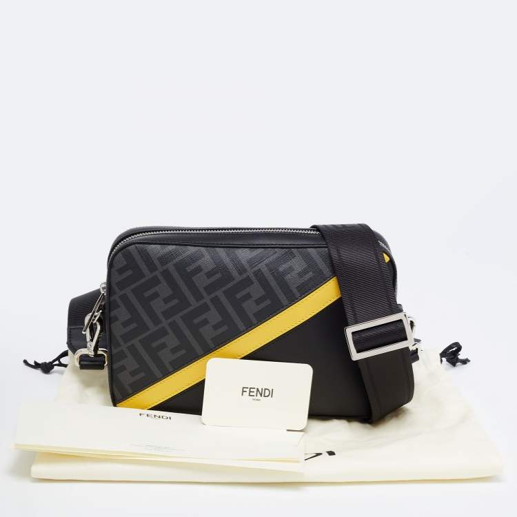 Pre Owned Fendi Black /Grey Zucca Coated Canvas and Leather Camera Bag