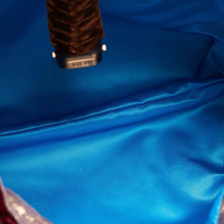 Pre Owned Fendi Multicolor Embroidered Velvet And Foil Leather Spy Bag