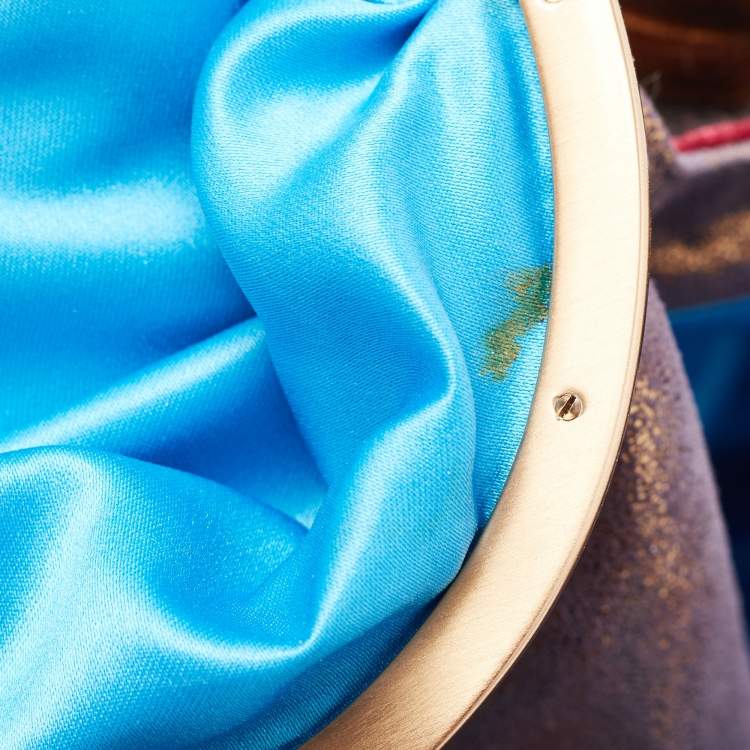 Pre Owned Fendi Multicolor Embroidered Velvet And Foil Leather Spy Bag