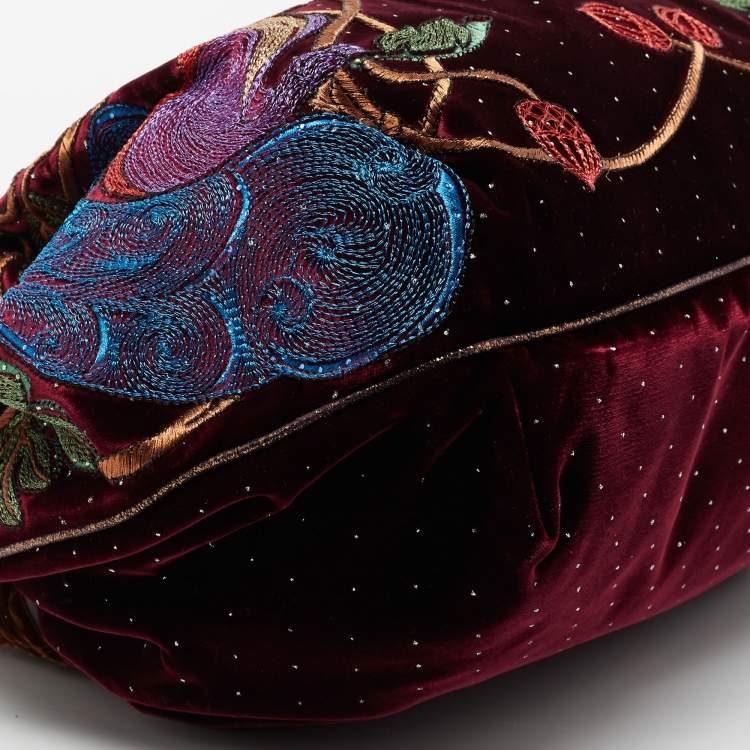 Pre Owned Fendi Multicolor Embroidered Velvet And Foil Leather Spy Bag