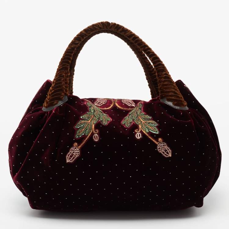 Pre Owned Fendi Multicolor Embroidered Velvet And Foil Leather Spy Bag