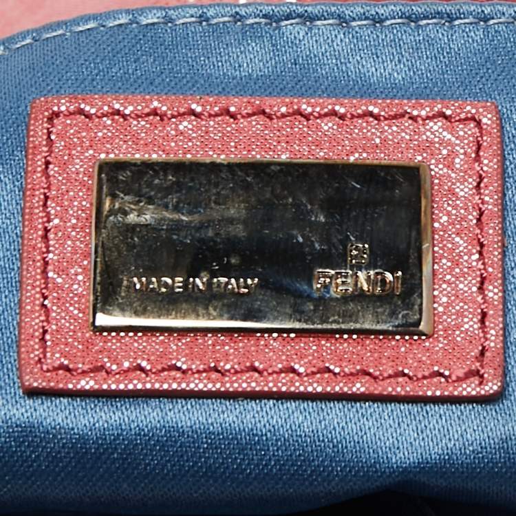 Pre Owned Fendi Pink Iridescent Mia Pochette Bag