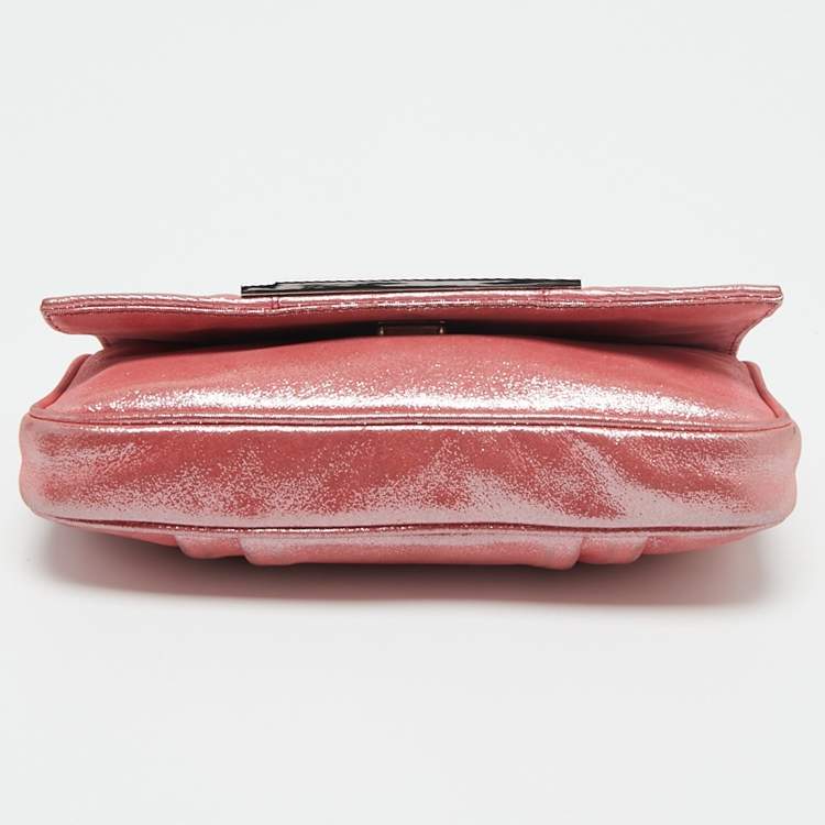 Pre Owned Fendi Pink Iridescent Mia Pochette Bag