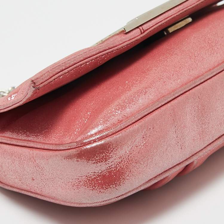 Pre Owned Fendi Pink Iridescent Mia Pochette Bag