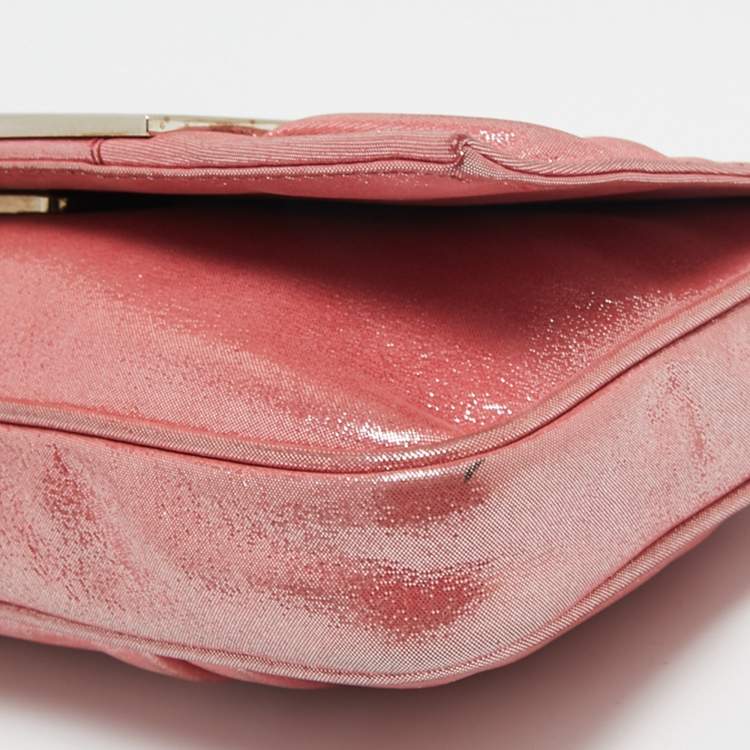 Pre Owned Fendi Pink Iridescent Mia Pochette Bag