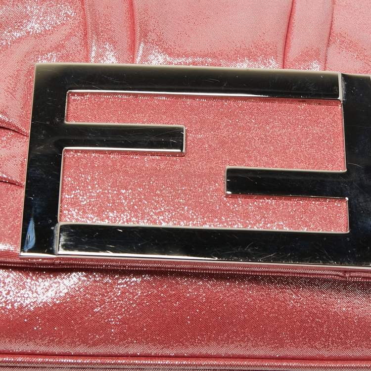 Pre Owned Fendi Pink Iridescent Mia Pochette Bag