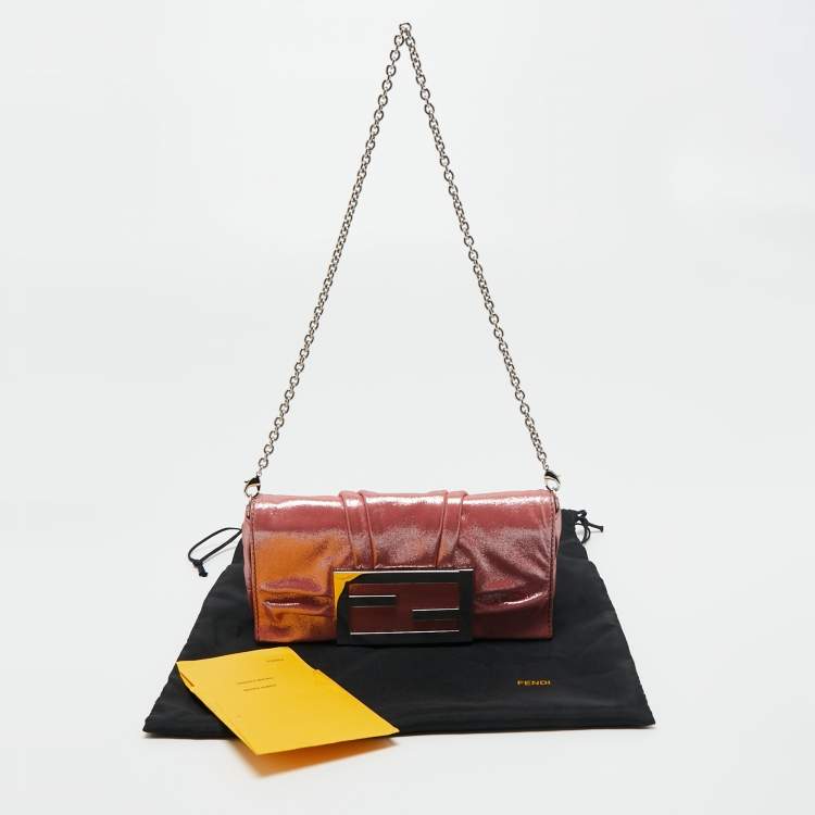 Pre Owned Fendi Pink Iridescent Mia Pochette Bag