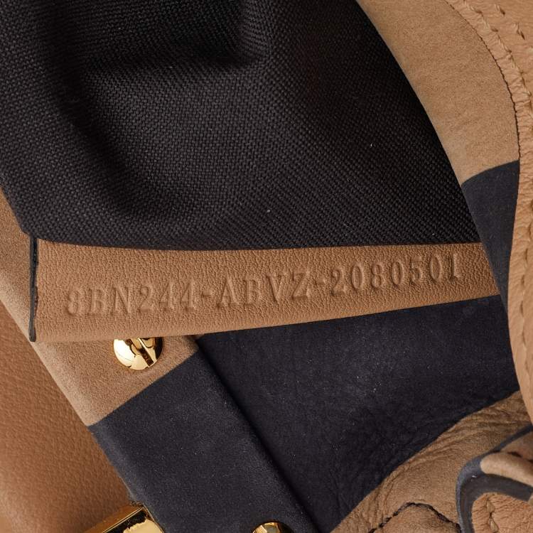 مملوكة مسبقًا Fendi Beige/Green Leather Mini Floral Peekaboo Top Handle Bag
