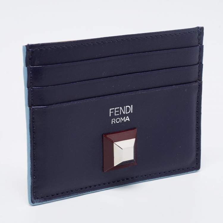 Pre Owned Fendi Multicolor Leather Rainbow Stud Card Holder