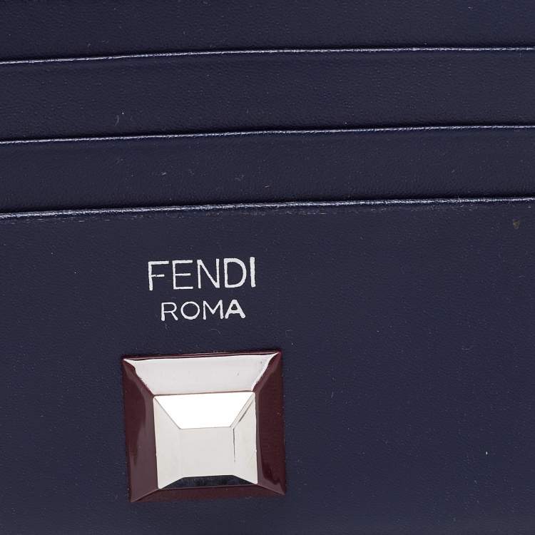 Pre Owned Fendi Multicolor Leather Rainbow Stud Card Holder