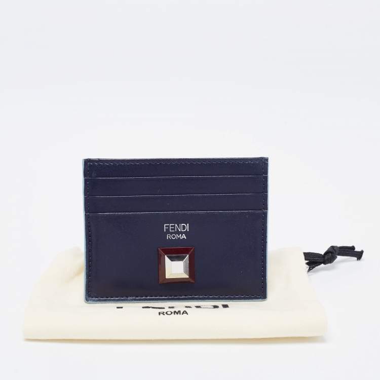 Pre Owned Fendi Multicolor Leather Rainbow Stud Card Holder