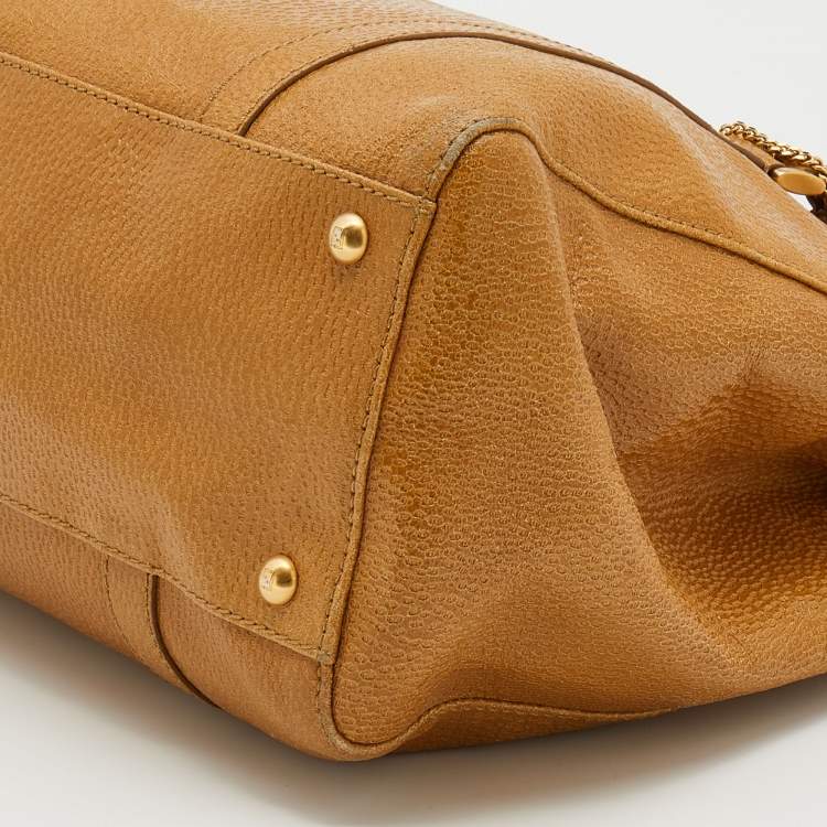 Pre Owned Fendi Caramel Textured Leather Large Linda Satchel 