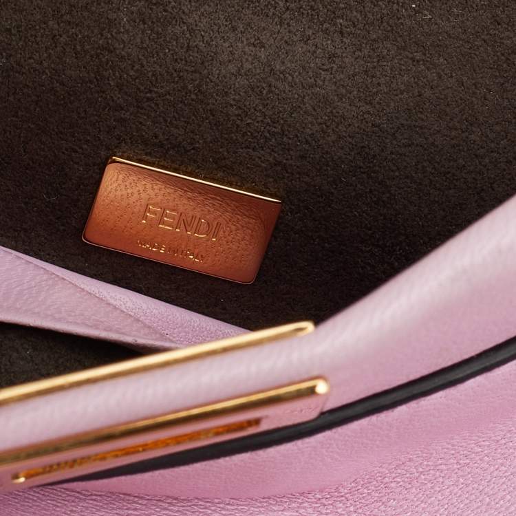 Pre Owned Fendi Pink Leather Micro Peekaboo Top Handle Bag