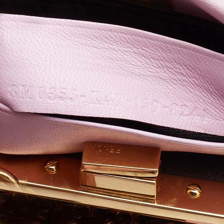 Pre Owned Fendi Pink Leather Micro Peekaboo Top Handle Bag