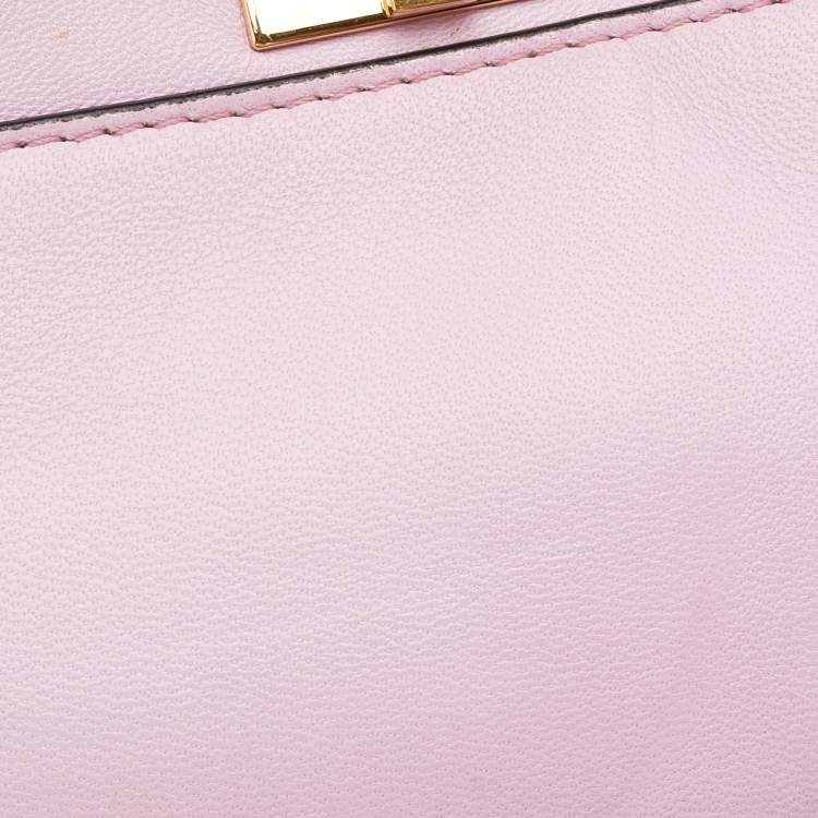 Pre Owned Fendi Pink Leather Micro Peekaboo Top Handle Bag