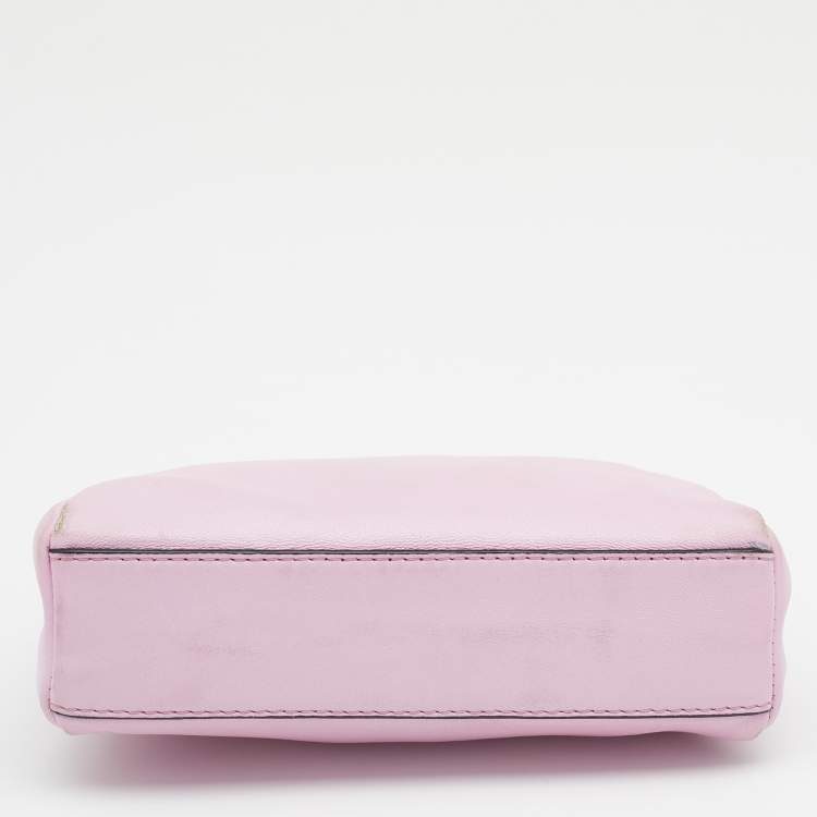 Pre Owned Fendi Pink Leather Micro Peekaboo Top Handle Bag