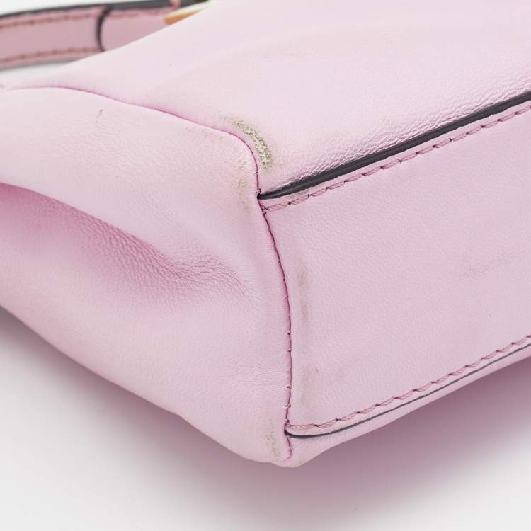Pre Owned Fendi Pink Leather Micro Peekaboo Top Handle Bag