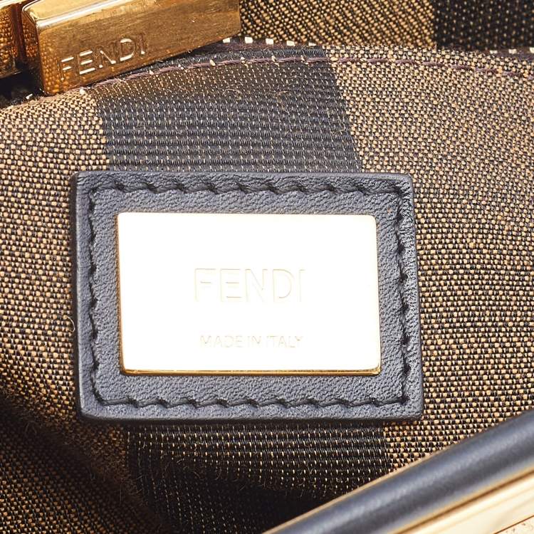 Pre Owned Fendi Black Leather Medium Peekaboo Top Handle Bag