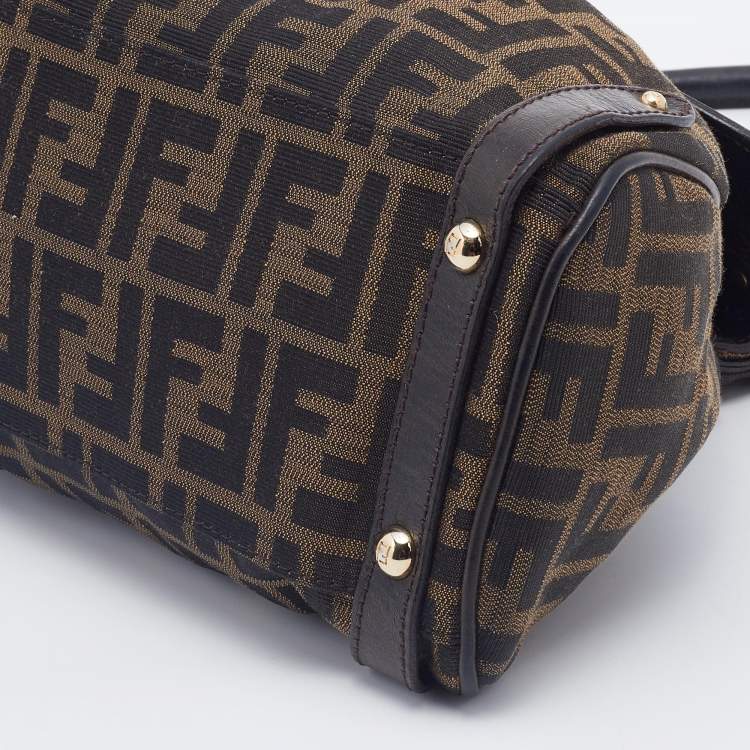 Pre Owned Fendi Tobacco Zucca Canvas and Leather Magic Top Handle Bag