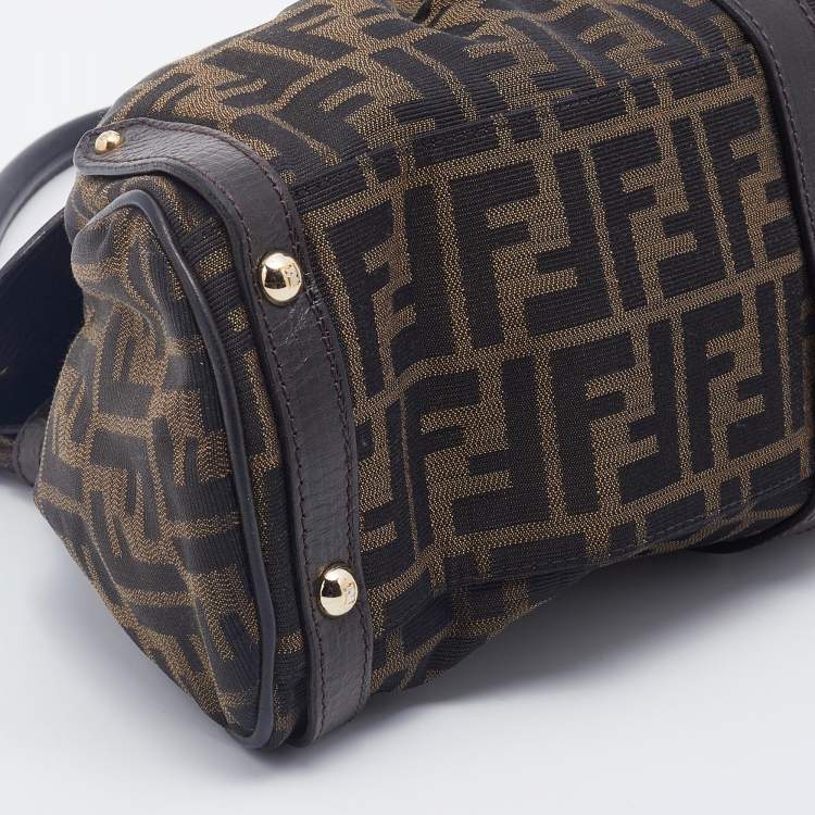 Pre Owned Fendi Tobacco Zucca Canvas and Leather Magic Top Handle Bag