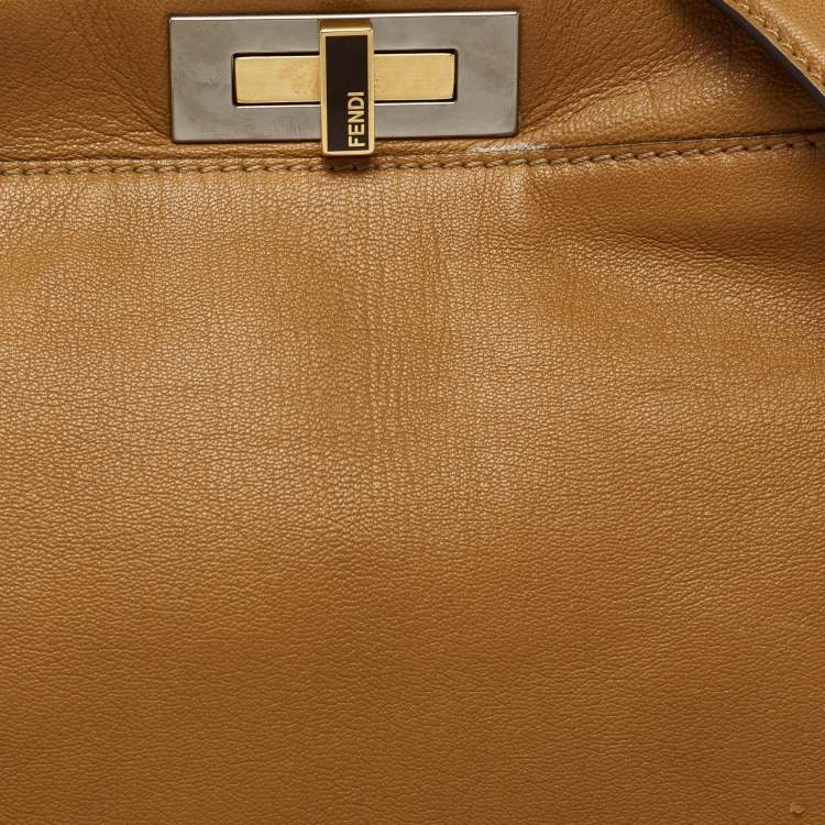 مملوكة مسبقًا Fendi Brown Leather Large Peekaboo Top Handle Bag