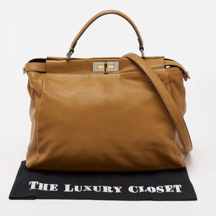 مملوكة مسبقًا Fendi Brown Leather Large Peekaboo Top Handle Bag