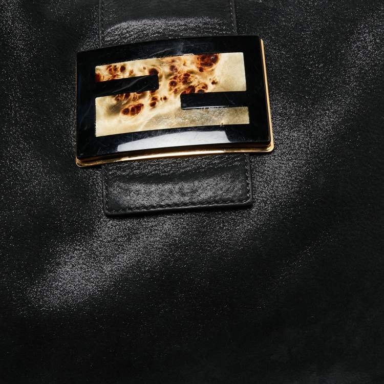 Pre Owned Fendi Black Metallic Leather Mama Forever Hobo
