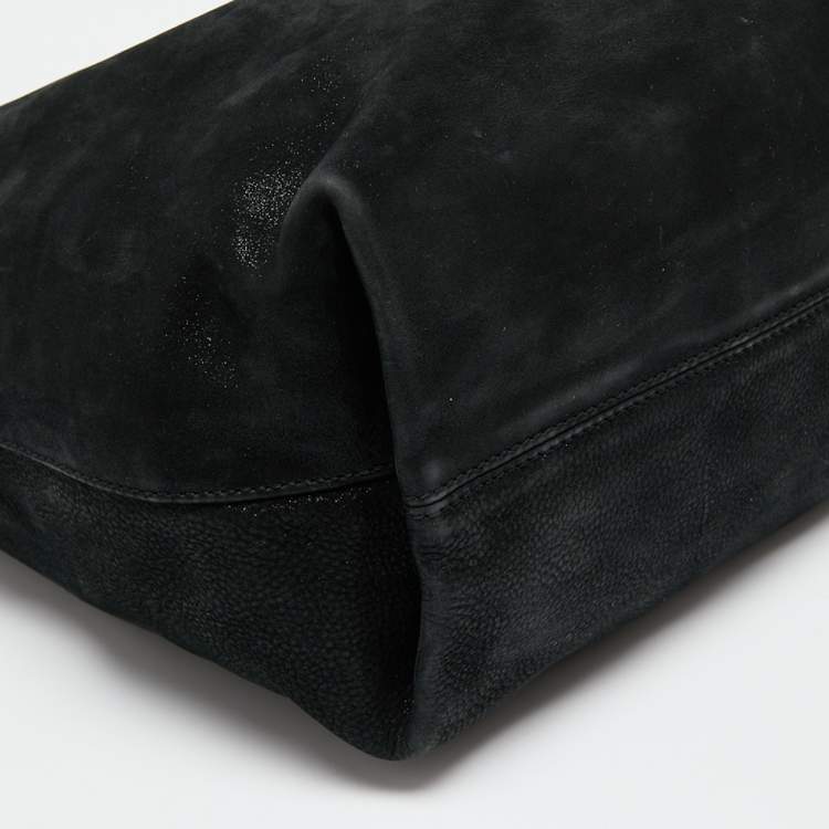 Pre Owned Fendi Black Metallic Leather Mama Forever Hobo
