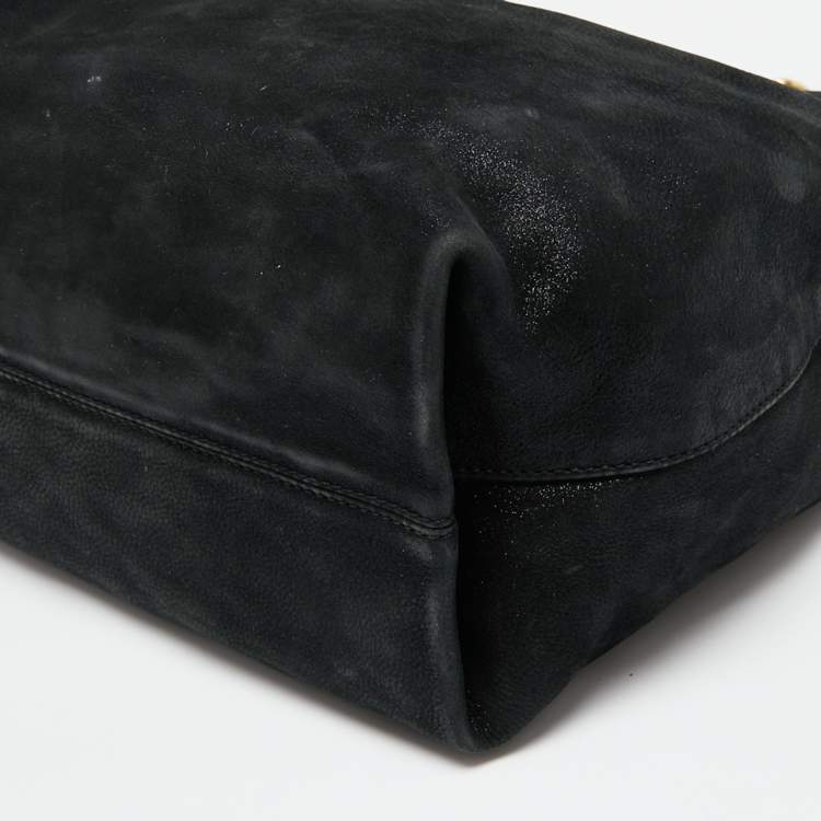 Pre Owned Fendi Black Metallic Leather Mama Forever Hobo