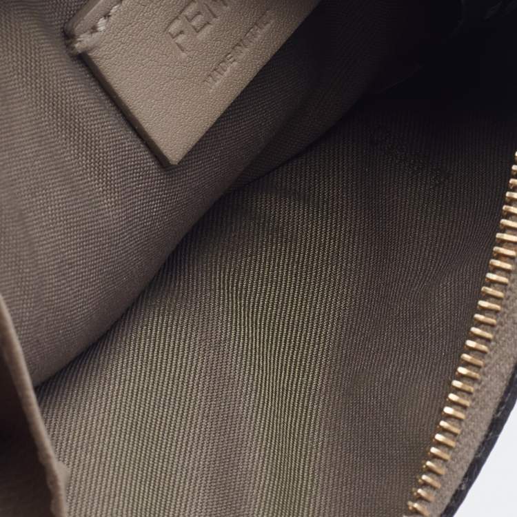 Pre Owned Fendi Grey Leather Zip Card Holder