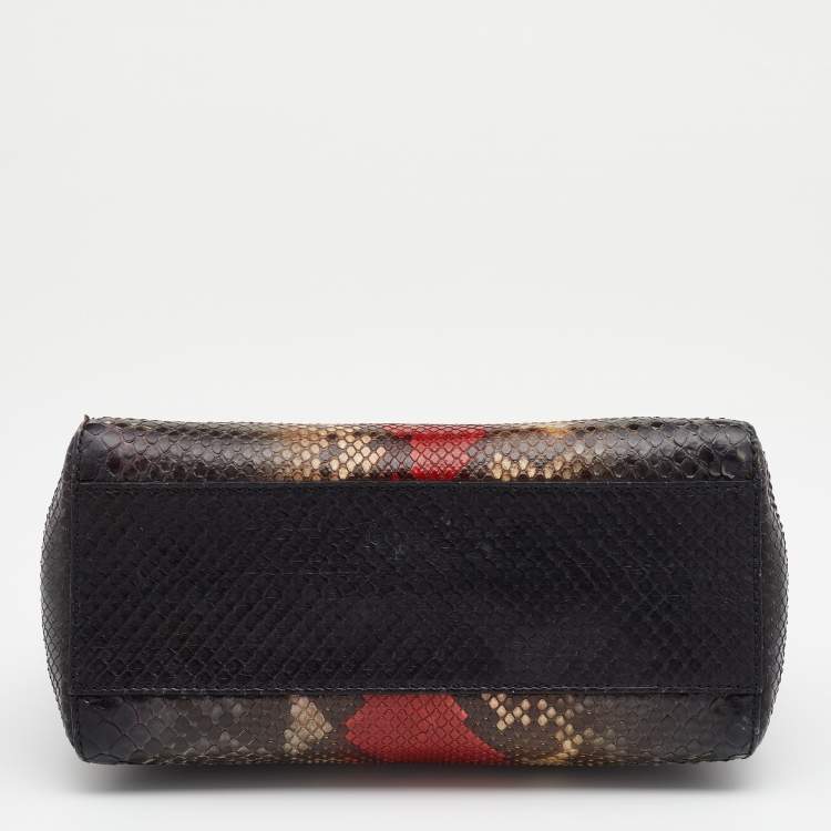Pre Owned Fendi Multicolor Python Mini Peekaboo Top Handle Bag