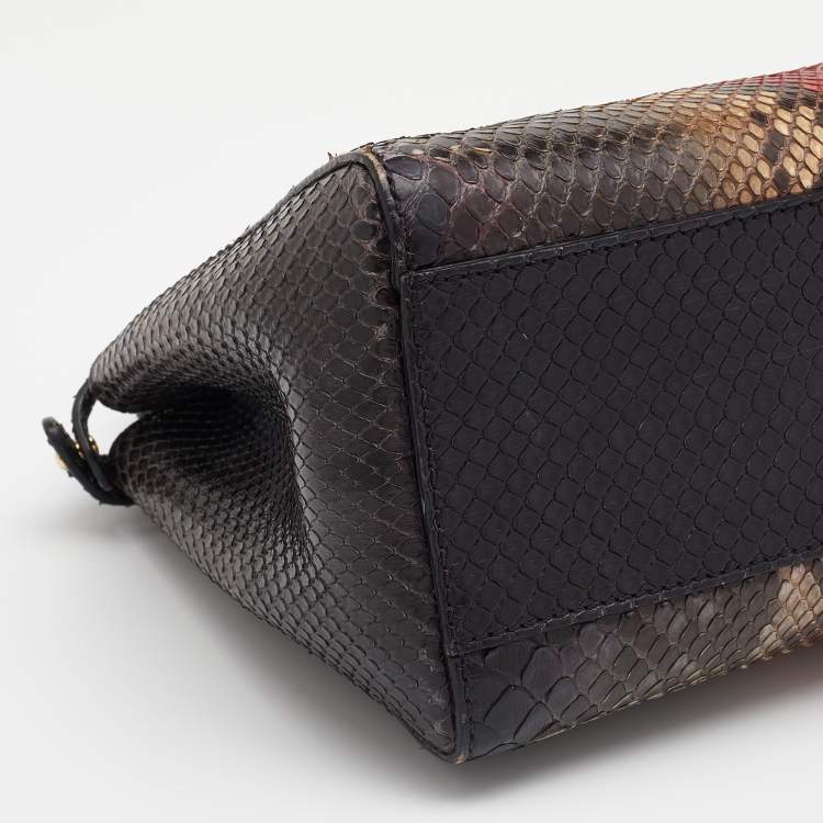 Pre Owned Fendi Multicolor Python Mini Peekaboo Top Handle Bag