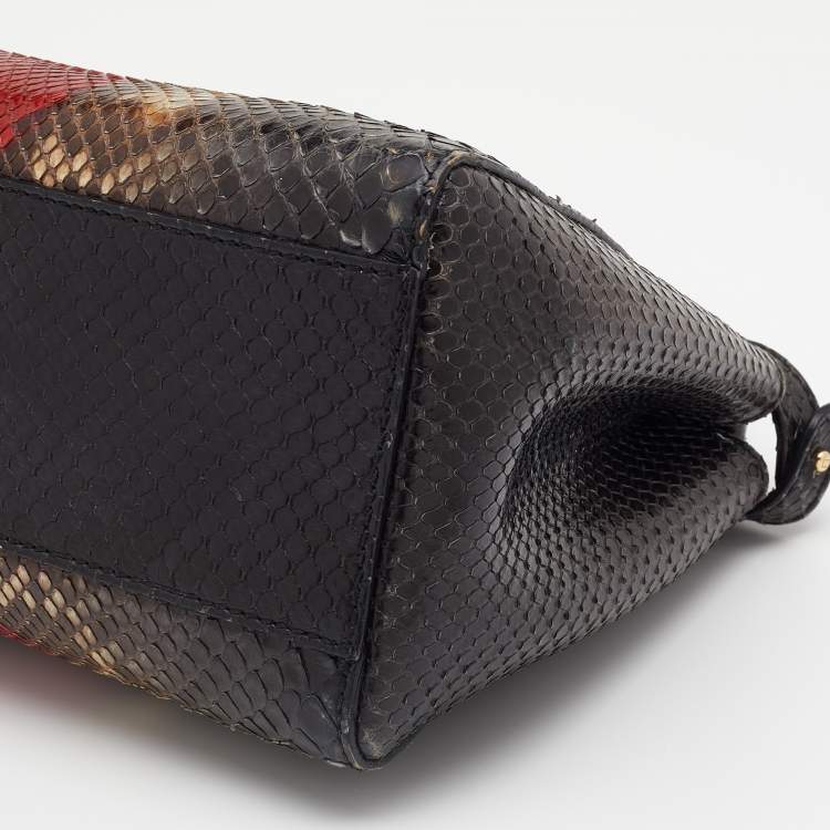 Pre Owned Fendi Multicolor Python Mini Peekaboo Top Handle Bag